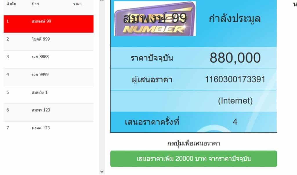 ประมูลหมายเลขทะเบียนที่มีลักษณะพิเศษ หมวดแรกที่ประมูล 6 ประมูลหมายเลขทะเบียนที่มีลักษณะพิเศษ หมวดแรกที่ประมูล