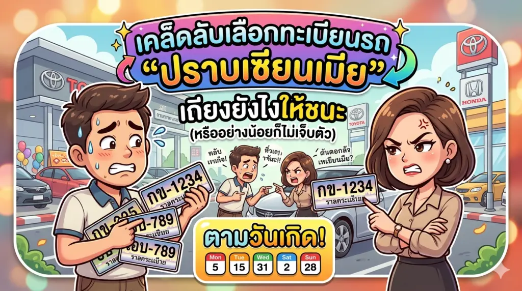 เคล็ดลับเลือกทะเบียนรถ “ปราบเซียนเมีย” เถียงยังไงให้ชนะ (หรืออย่างน้อยก็ไม่เจ็บตัว) ตามวันเกิด! 1 สูตรเลือกทะเบียนรถมงคลสยบฝีปากคุณภรรยาทั้ง 7 วัน